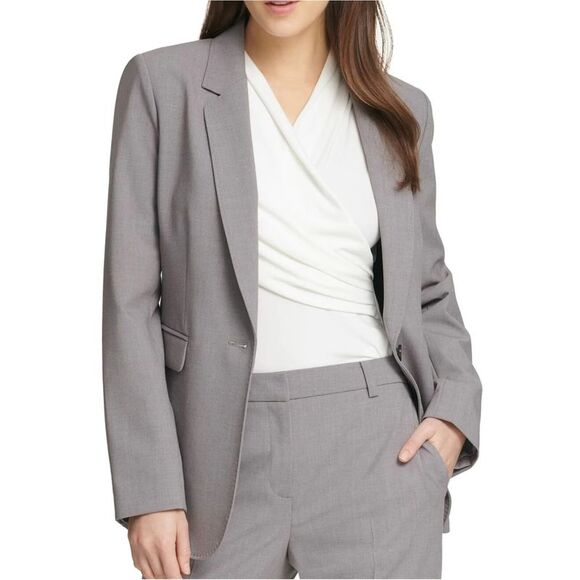 DKNY Women's Gathered Blazer Wear to Work Jacket Red Size 14P